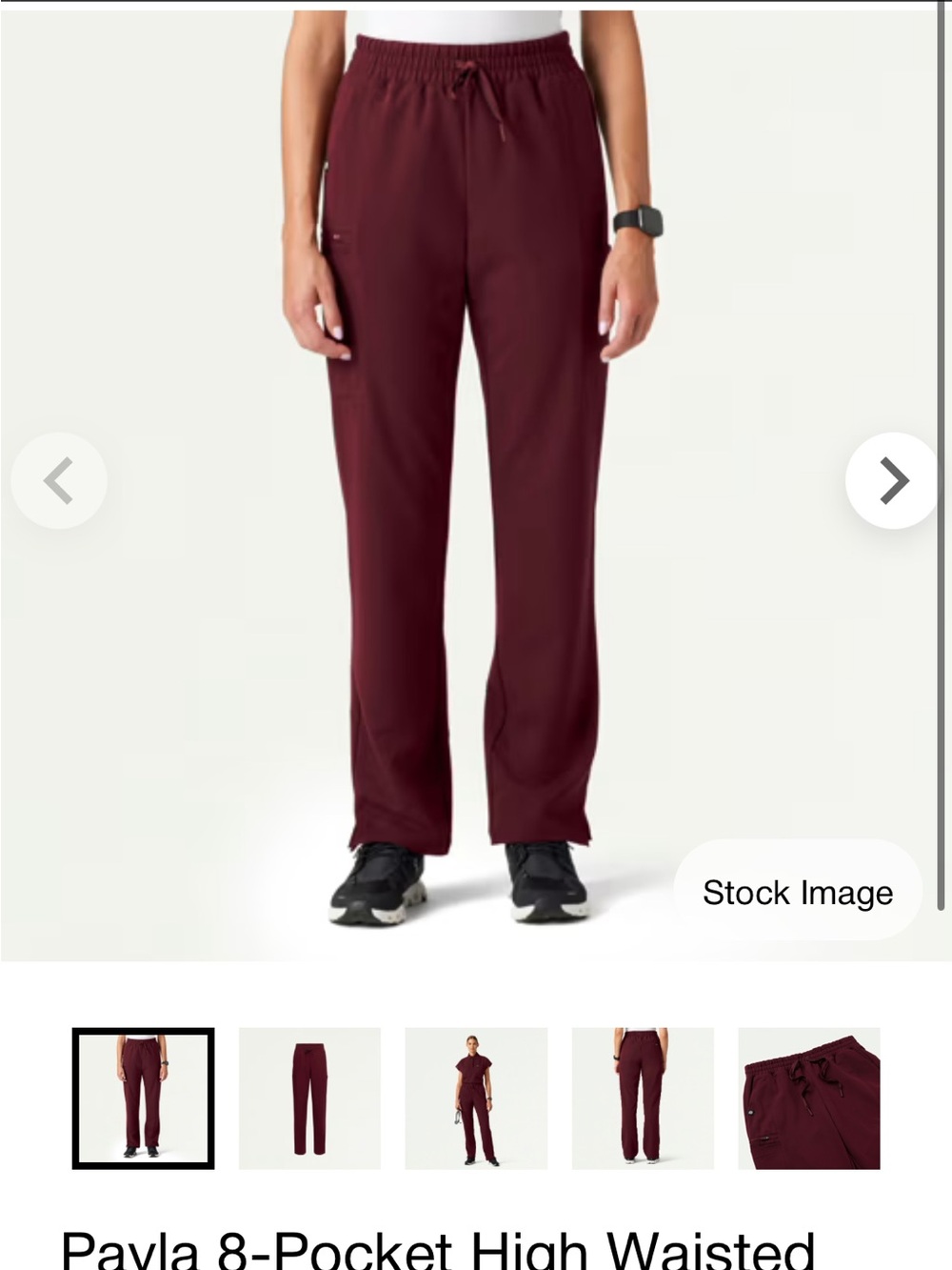 Jaanuu Burgundy Payla 8 Pocket Classic High Waist Scrub Pants (Wide Leg)